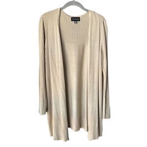 Premise Cardigan Sweater Ribbed Pleated Lightweight Cream Size XL